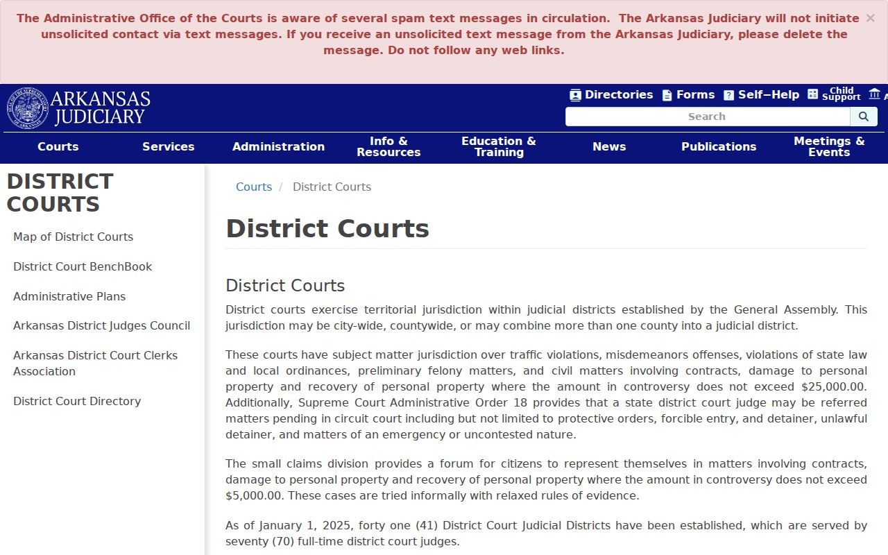 Arkansas criminal court case district courts directory