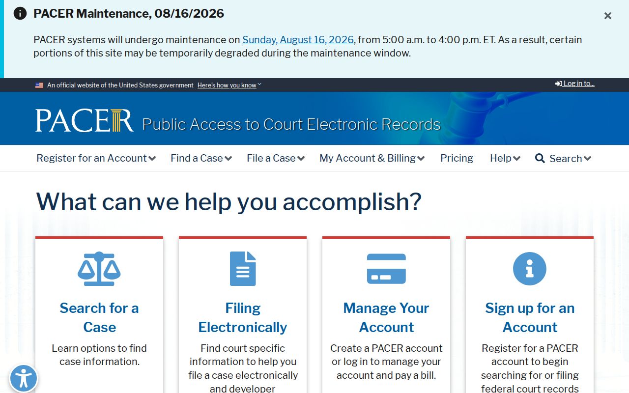 Arkansas federal criminal court case PACER search