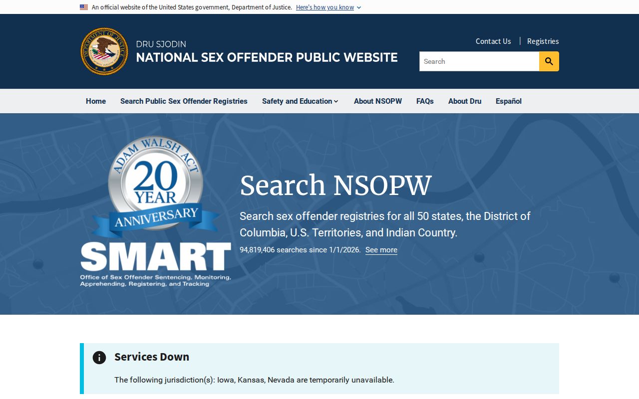 National search supporting an Arkansas sex offender lookup
