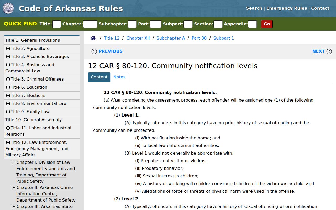 Arkansas sex offender community notification assessment rule